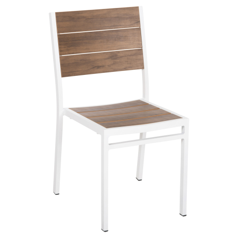 Scaune - Fotolii - ALUMINUM CHAIR SAGA HM6063.01 WHITE WITH POLYWOOD 46x52x86Hcm.