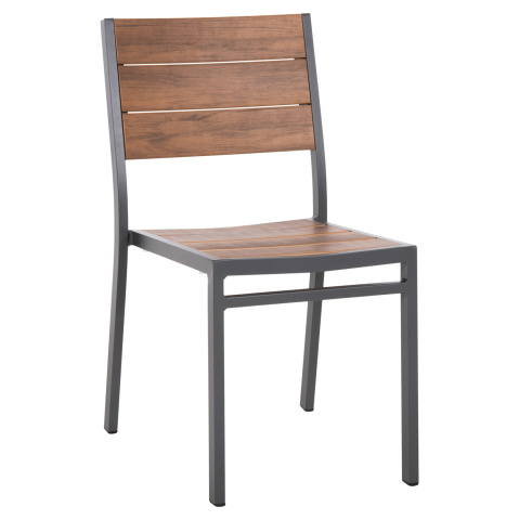 Scaune - Fotolii - ALUMINUM CHAIR SAGA HM6063.02 DARK GREY WITH POLYWOOD 46x52x86Hcm.