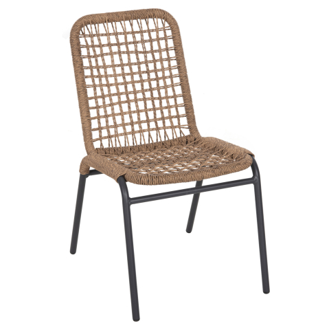 Scaune - Fotolii - ALUMINUM CHAIR SPANO HM6047 ANTHRACITE FRAME- BEIGE SYNTHETIC RATTAN 46x59x80Hcm.