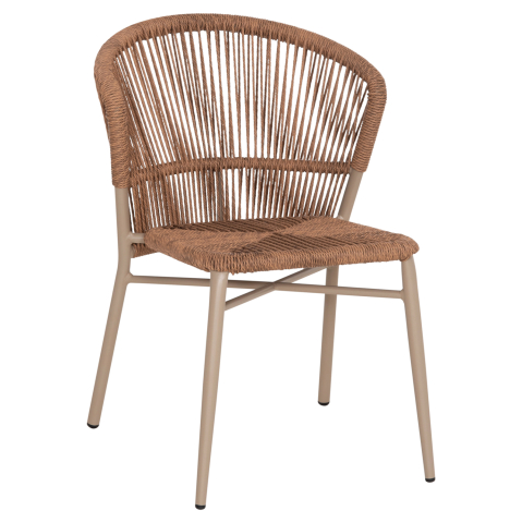 Exterior - ALUMINUM DINING CHAIR LYNN HM6267.03 CAPPUCCINO FRAME-P.E. RATTAN IN NATURAL COLOR 57x62x78Hcm.