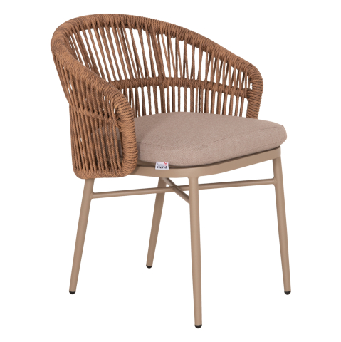 Exterior - ALUMINUM DINING CHAIR ORIN HM6265.03 CAPPUCCINO FRAME-P.E. RATTAN IN NATURAL 58x61x75Hcm.