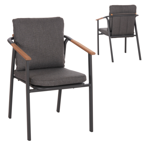 Exterior - ALUMINUM DINING CHAIR SENTI HM6204.01 FRAME and OLEFIN FABRIC IN DARK GREY 60x55.5x90Hcm.