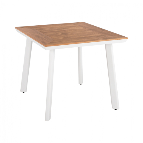 Mese - ALUMINUM DINING TABLE SQUARE TABER ΗΜ5563.01 WHITE WITH POLYWOOD TOP 80x80x73Hcm.