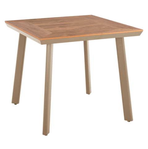 Mese - ALUMINUM DINING TABLE SQUARE TABER HM5563.04 CAPPUCCINO WITH POLYWOOD TOP 80x80x73Hcm.