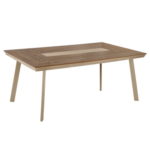 Mese - ALUMINUM DINING TABLE TABER HM5131.04 CAPPUCCINO COLOR WITH POLYWOOD TOP 200x100x75Hcm.