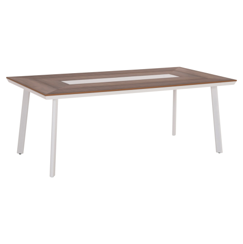 Mese - ALUMINUM DINING TABLE TABER HM5131.11 WHITE COLOR WITH POLYWOOD TOP 200x100x75Hcm.