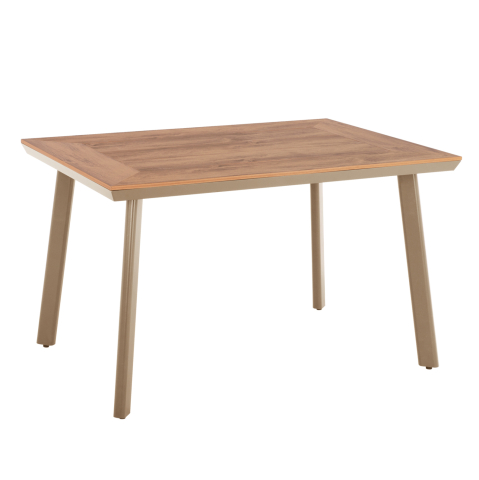 Mese - ALUMINUM DINING TABLE TABER HM5562.04 CAPPUCCINO WITH POLYWOOD TOP 120x80x75Hcm.