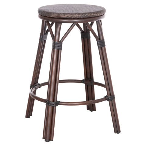 Taburete - ALUMINUM MEDIUM HEIGHT BAR STOOL CHINO HM6286.01 BAMBOO LOOK and TEXTILENE IN BROWN 43x43x65Hcm.
