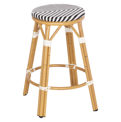 Taburete - ALUMINUM MEDIUM HEIGHT BAR STOOL CHINO HM6286.03 BAMBOO LOOK and TEXTILENE BLACK 43x43x65Hcm.