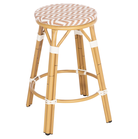 Taburete - ALUMINUM MEDIUM HEIGHT BAR STOOL CHINO HM6286.04 BAMBOO LOOK IN NATURAL and TEXTILENE 43x43x65Hcm.