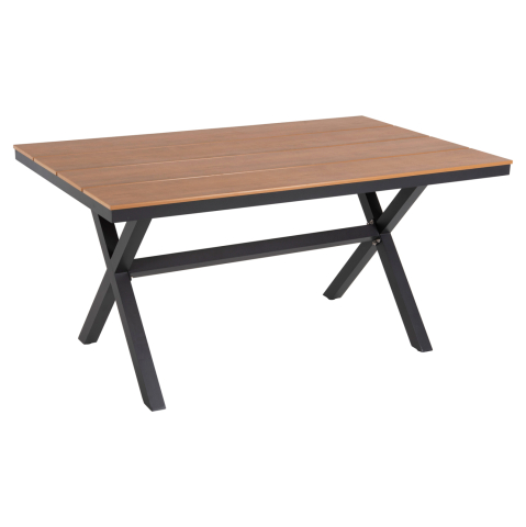 Mese - ALUMINUM RECTANGULAR TABLE TAWNEE HM6037.01 ANTHRACITE COLOR-POLYWOOD IN NATURAL WOOD 150x89,5x73H