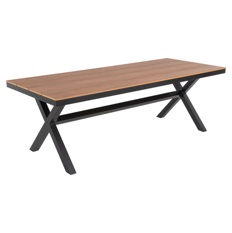 Mese - ALUMINUM RECTANGULAR TABLE TAWNEE HM6039.01 ANTHRACITE-POLYWOOD IN NATURAL WOOD 219,5x89,5x73cm.
