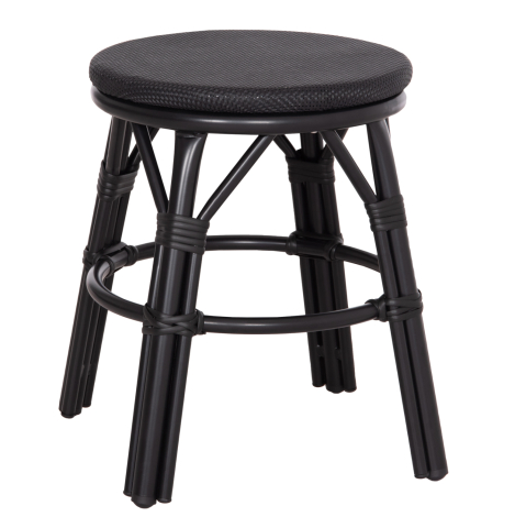 Taburete - ALUMINUM ROUND STOOL CHINO HM6285.02 BAMBOO LOOK and TEXTILENE IN BLACK Φ36x46Hcm.