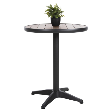 Mese - ALUMINUM ROUND TABLE ALEXA HM6086.01 ANTHRACITE-POLYWOOD TOP IN NATURAL COLOR Φ60x73Hcm.