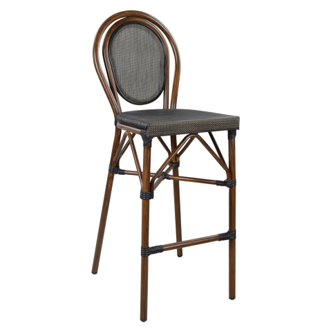 Taburete - ALUMINUM STOOL AZARIA HM5059 BAMBOO LOOK IN BROWN WITH TEXTLINE 44x52x115Hcm.