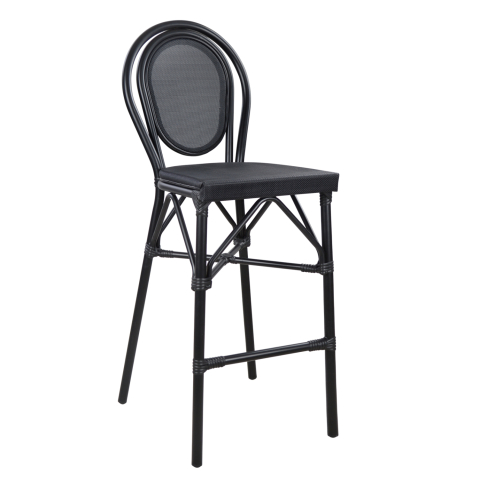 Taburete - ALUMINUM STOOL FB95060 BAMBOO LOOK BLACK WITH TEXTILENE 44x52x115Hcm.