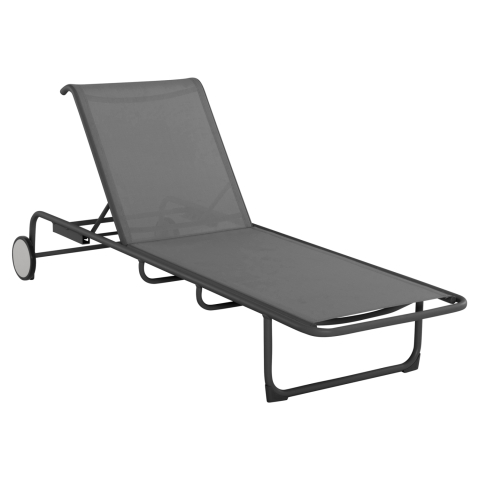 Sezlong-uri - ALUMINUM SUNBED RIBEN WITH TESLIN FABRIC and WHEELS HM6293.01 GREY COLOR 210x78x91Hcm.