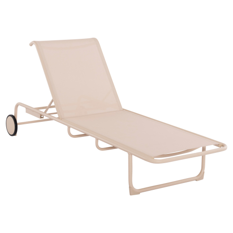 Sezlong-uri - ALUMINUM SUNBED RIBEN WITH TESLIN FABRIC and WHEELS HM6293.04 CAPPUCCINO COLOR 210x78x91Hcm.