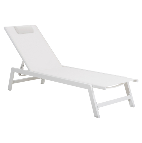 Sezlong-uri - ALUMINUM SUNBED WITH HEADREST RABIA HM5982.01 IN WHITE 191,5x60x31Hcm.