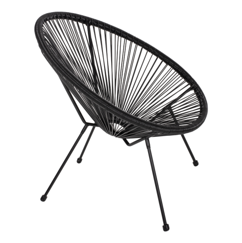 Scaune - Fotolii - ARMCHAIR ACAPULCO NEST-TYPE BLACK METAL AND BLACK P.E.RATTAN HM5872.01 70x73x79 cm.