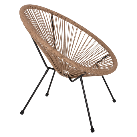 Scaune - Fotolii - ARMCHAIR ACAPULCO NEST-TYPE BLACK METAL and RATTAN NATURAL HM5871.01 70x73x79Hcm.