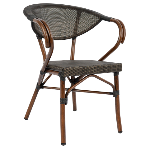 Scaune - Fotolii - Armchair Aluminum Bamboo Look Brown with textline HM5025 60,5x59x81Η cm