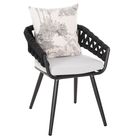 Scaune - Fotolii - ARMCHAIR ALUMINUM CAMDEN HM6141.01 BACK CUSHION IN ECRU WITH PRINT DESIGN-ANTHRACITE 56x60x72-87Hcm.