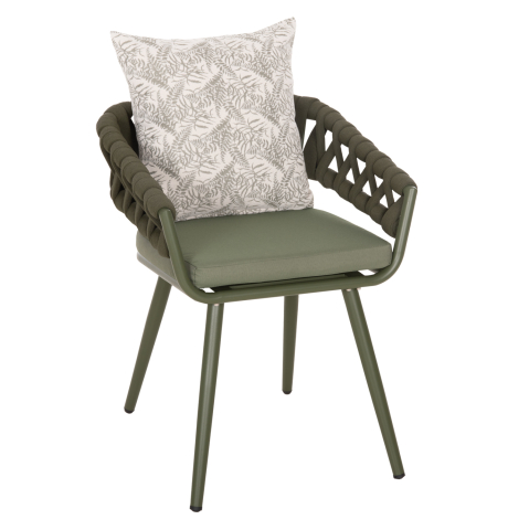 Scaune - Fotolii - ARMCHAIR ALUMINUM CAMDEN HM6141.09 BACK CUSHION WITH PRINT DESIGN-DARK OLIVE 56x60x72-87Hcm.