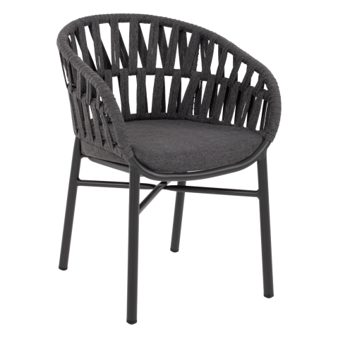 Scaune - Fotolii - ARMCHAIR ALUMINUM DARK GREY WITH ROPE DARK GREY HM5857.01 57x56x78Η cm.