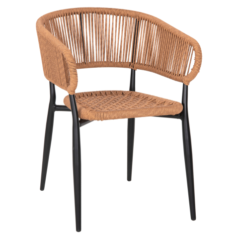 Scaune - Fotolii - ARMCHAIR ALUMINUM EULO HM5783.13 BLACK-SYNTHETIC RATTAN BEIGE 55,5x63,5x78Hcm.