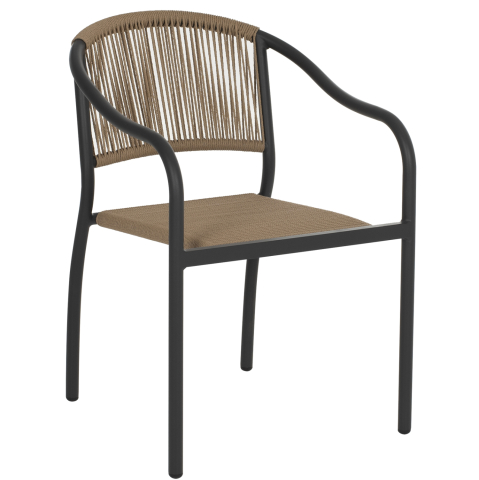 Scaune - Fotolii - ARMCHAIR ALUMINUM HM5856.02 CHARCOAL GREY WITH PE WICKER ROPE 57x63x80H