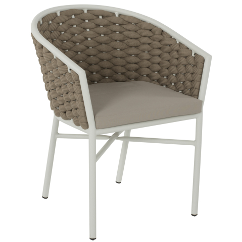 Scaune - Fotolii - ARMCHAIR ALUMINUM HM5859.02 WHITE AND BEIGE FOAMY ROPE