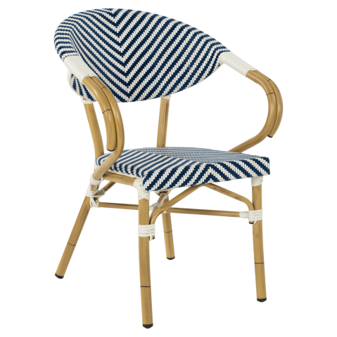 Scaune - Fotolii - ARMCHAIR ALUMINUM HM5861.02 BAMBOO LOOK BLUE-WHITE 59x56x82H cm.