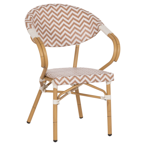 Scaune - Fotolii - ARMCHAIR ALUMINUM HM5861.03 BAMBOO LOOK BROWN-WHITE56.58.5x58x82Η cm.