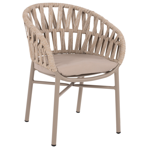 Scaune - Fotolii - ARMCHAIR ALUMINUM LIGHT MOCHA and BEIGE ROPE 57x56x78Hcm.HM5857.03