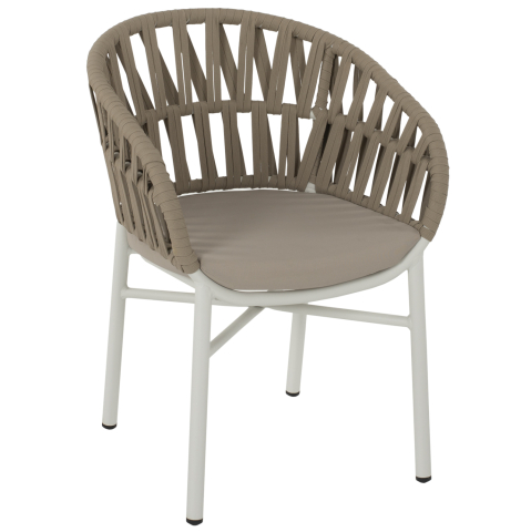 Scaune - Fotolii - ARMCHAIR ALUMINUM WHITE WITH BEIGE ROPE 57x56x78Η cm.HM5857.02