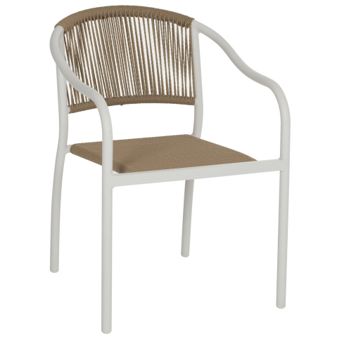 Scaune - Fotolii - ARMCHAIR ALUMINUM WHITE WITH PE RATTAN WICKER HM5856.01 57x63x80Hcm.