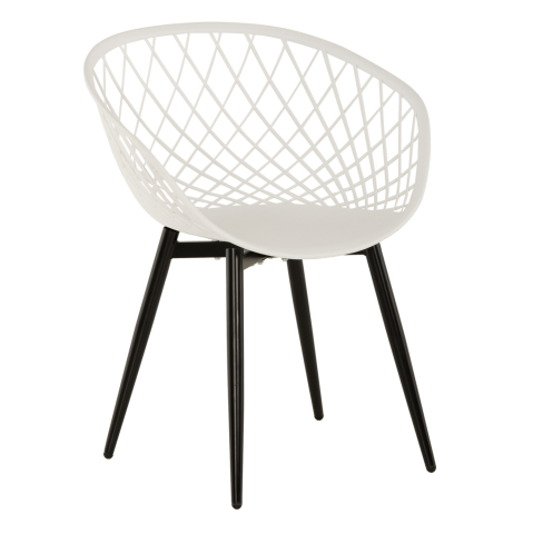 Interior - ARMCHAIR ARIADNE HM8001.21 WHITE POLYPROPYLENE-BLACK METAL LEGS 63x56x80Hcm.