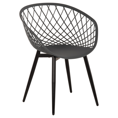 Interior - ARMCHAIR ARIADNE HM8001.30 GREY POLYPROPYLENE-BLACK METAL LEGS 63x56x80Hcm.