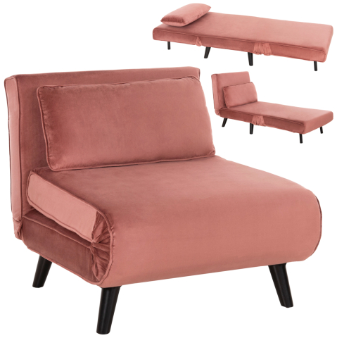 Fotolii - ARMCHAIR-BED BRAXTON HM8425.22 DUSTY PINK VELVET 78x88x78Hcm.