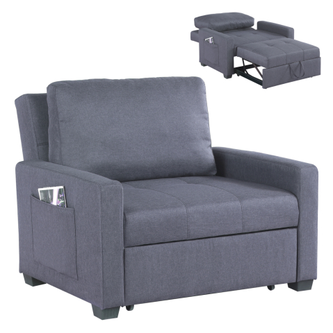 Fotolii - Armchair-Bed Kanna HM3083.10, Grey fabric, 112x96x85Η cm