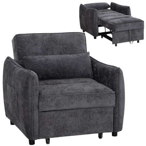 Interior - ARMCHAIR-BED ORYN HM3307.01 GREY FABRIC 85x88x78Hcm.