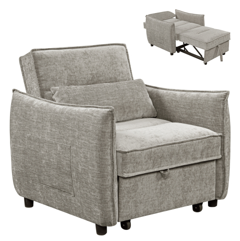 Interior - ARMCHAIR-BED ORYN HM3307.03 BEIGE FABRIC 89x85x84Hcm.