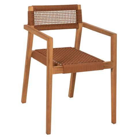Interior - ARMCHAIR CHARLOTTE HM9637.01 TEAK WOOD and BROWN ROPE--B'RATED 59x54x83Hcm.