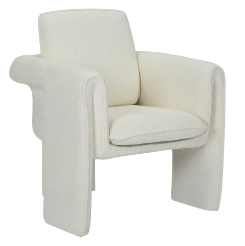 Fotolii - ARMCHAIR CRUSHER HM9681.04 WHITE BOUCLE FABRIC-METAL FRAME 82x78x87Hcm.