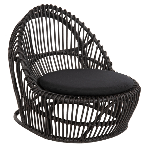 Scaune - Fotolii - ARMCHAIR ENTROPY HM9840.03 NATURAL POLISHED RATTAN WITH CUSHION-BLACK 80x97x85Hcm.