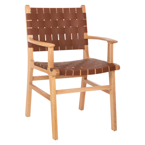 Interior - ARMCHAIR FELIPE HM9328.01 TOON WOOD PU LEATHER BROWN 62x59x86Hcm.
