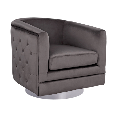 Fotolii - Armchair from velvet HM8494.01 in Grey color with silver base 80x80x76 cm
