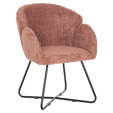 Fotolii - ARMCHAIR HARNIS HM9603.02 PINK BOUCLE-BLACK METAL BASE 59.5x64x77Hcm.
