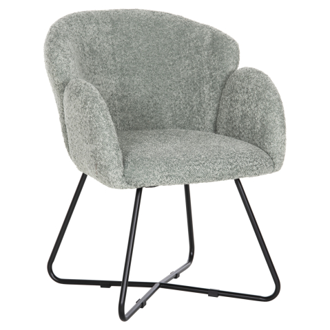 Fotolii - ARMCHAIR HARNIS HM9603.05 PISTACHIO GREEN BOUCLE-BLACK METAL BASE 59.5x64x77Hcm.